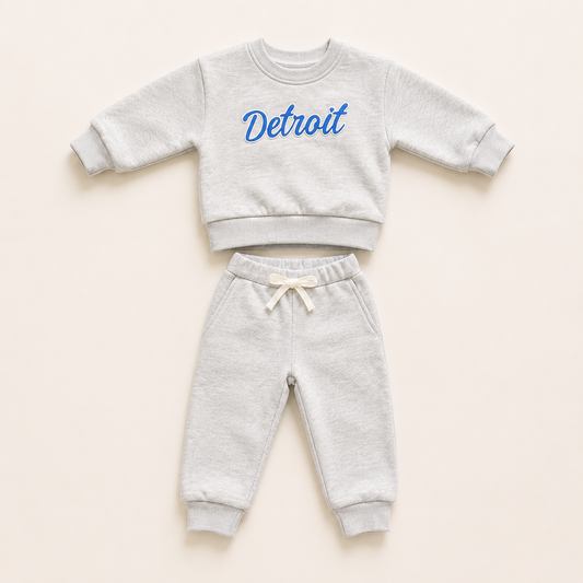 Detroit Kids Sweat Set | Cloud Grey